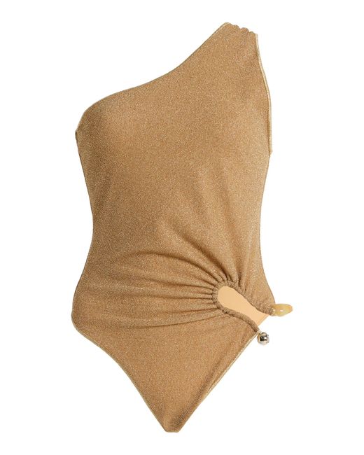 Oseree Natural Lumière Stoned One-Shoulder Swimsuit