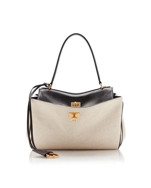 Balenciaga Natural Rodeo Small Canvas And Leather Top Handle Bag
