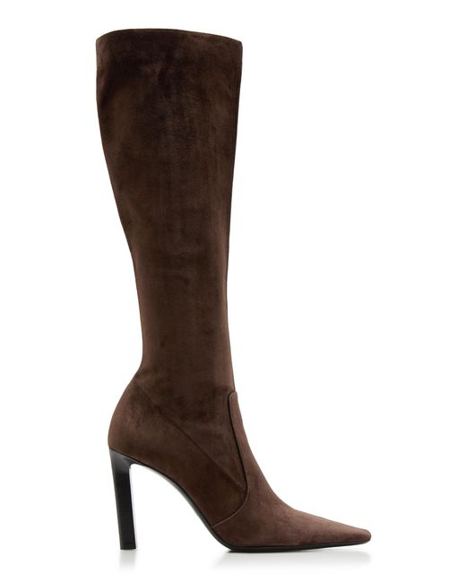 Saint Laurent Brown Francoise 95 Velvet Boots