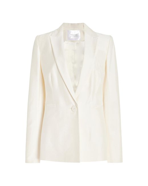 Galvan White Sorrento Silk Taffeta Blazer