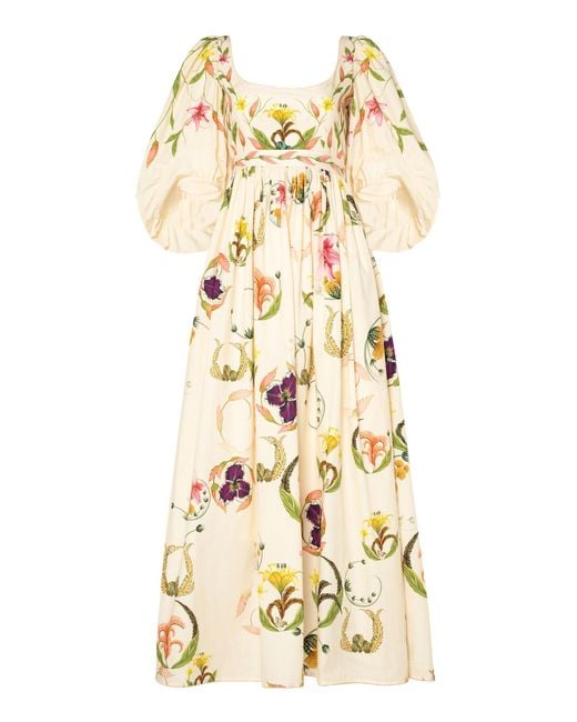 Agua Bendita Natural Vivianne Marina Puff-sleeve Cotton Maxi Dress