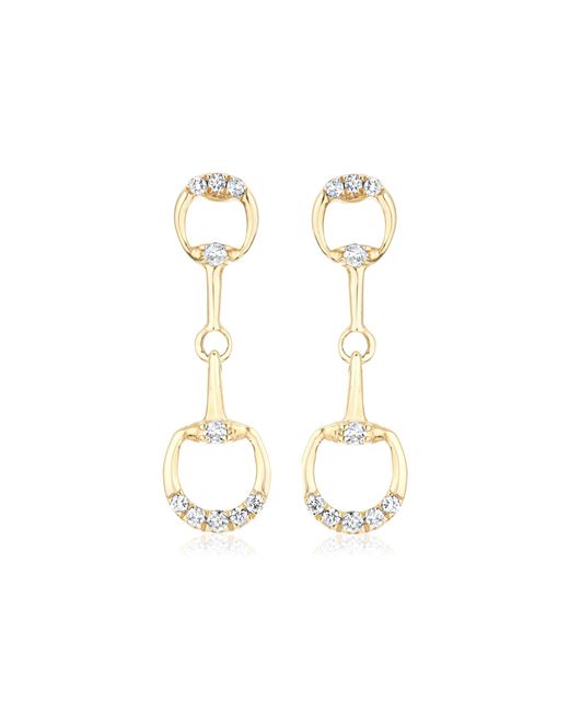 Adina Reyter White Horsebit 14k Yellow Gold Diamond Earrings