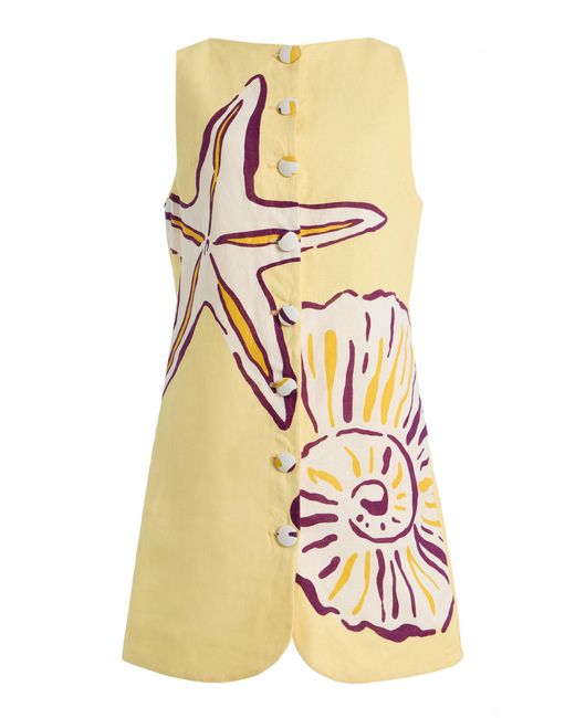 Cala De La Cruz White Rhoda Linen Dress