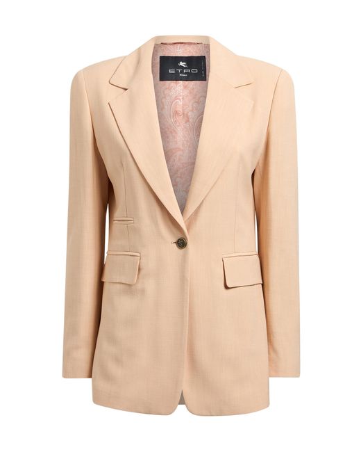 Etro Natural Single-Breasted Blazer