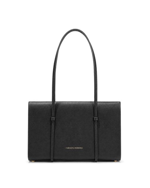Carolina Herrera Black Luci Grained Leather Shoulder Bag