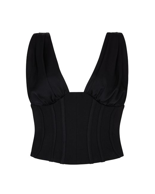 Paris Georgia Black Maeve Satin And Cady Corset Top