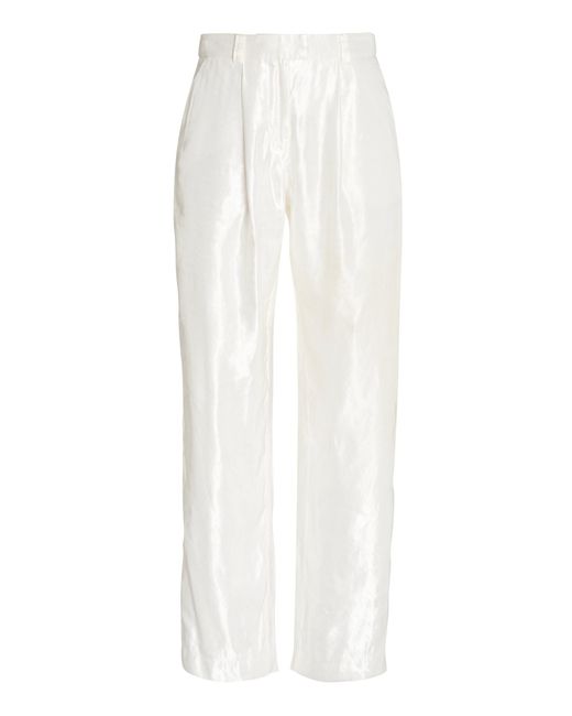 Aje. White Gracious Linen-blend Pants