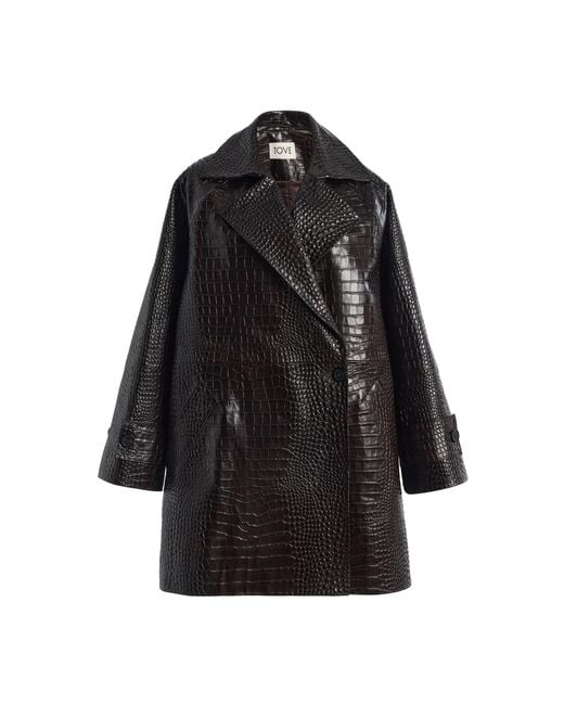 TOVE Black Clea Embossed Leather Coat