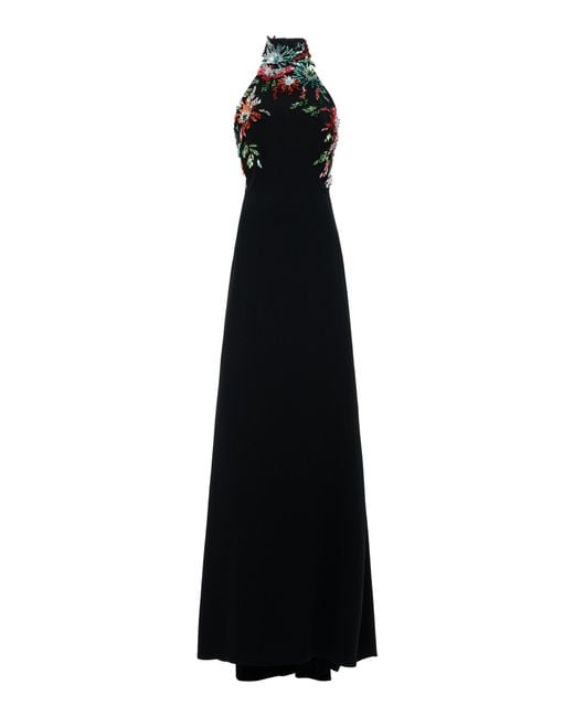 Zuhair Murad Black Embellished Cady Halter Gown