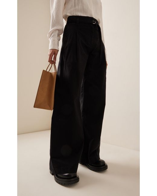 Proenza Schouler Black Raver High-rise Cotton Twill Wide-leg Pants
