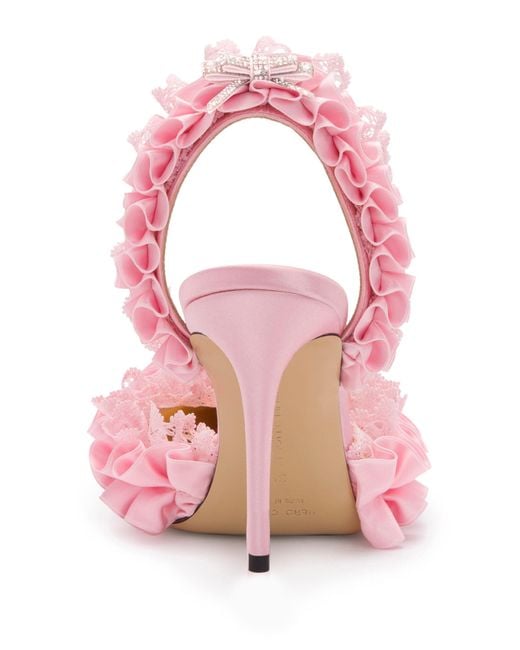 Mach & Mach Pink Beauty Of Antoinette Satin Slingback Pump