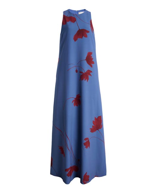 Lela Rose Blue Exclusive Francie Printed Crepe Gown
