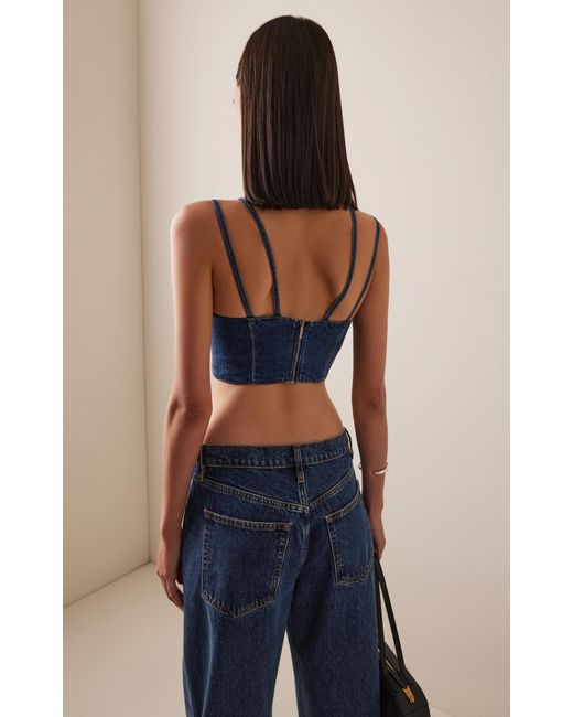 Nensi Dojaka Blue Cotton Corset Top