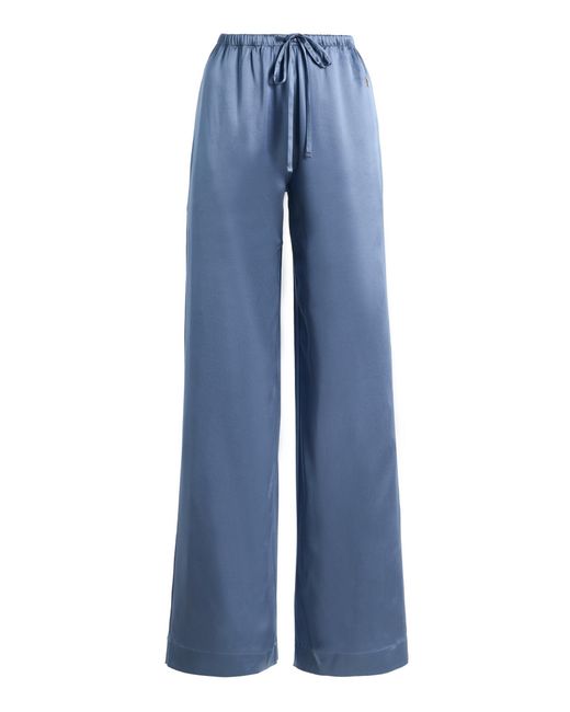 ÉTERNE Blue Brody Silk Satin Pants