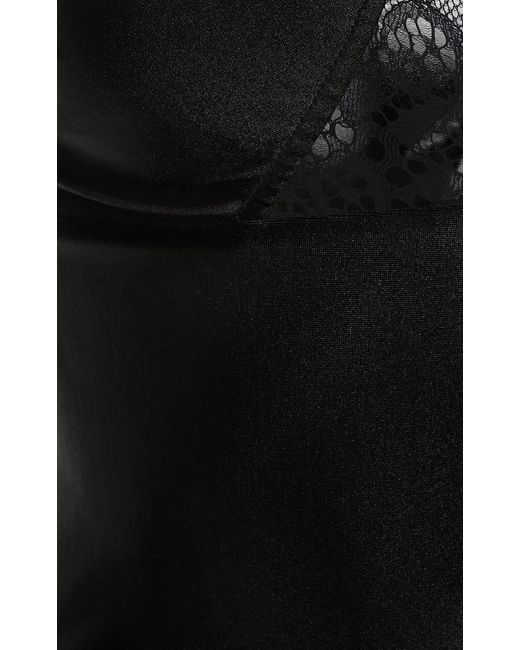 Coperni Black Asymmetric Lace-trimmed Jersey Bodysuit