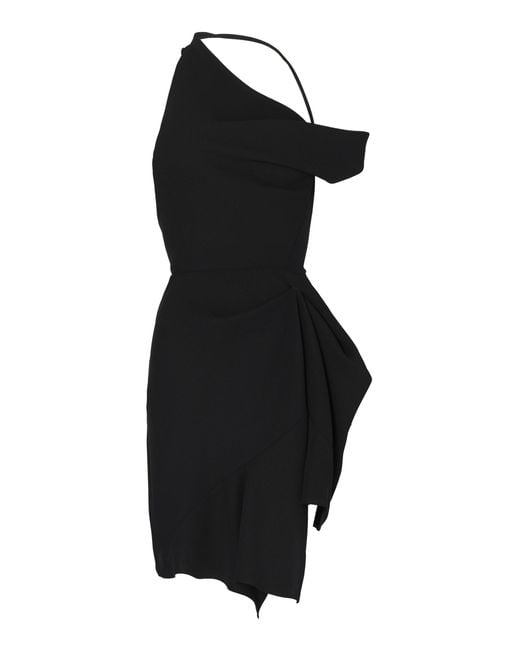 Maticevski Black Dossier One-shoulder Draped Crepe Mini Dress