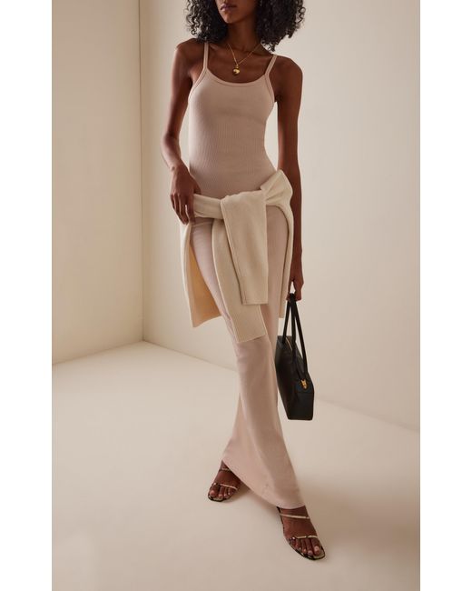 ÉTERNE White Stretch Cotton-Modal Maxi Tank Dress