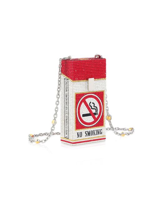 Judith Leiber Red Le Case No Smoking Crystal Clutch
