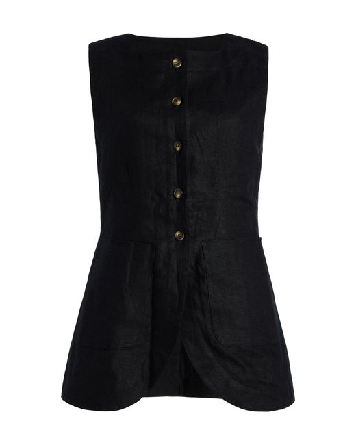 Posse Black Emma Linen-blend Vest