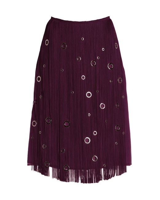 Prada Purple Hand-studded Fringe Midi Skirt