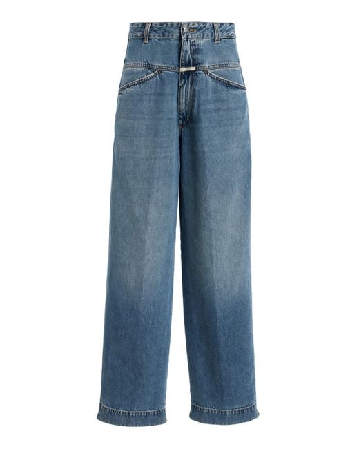 Closed Blue Deni Rigid Low-Rise Wide-Leg Jeans