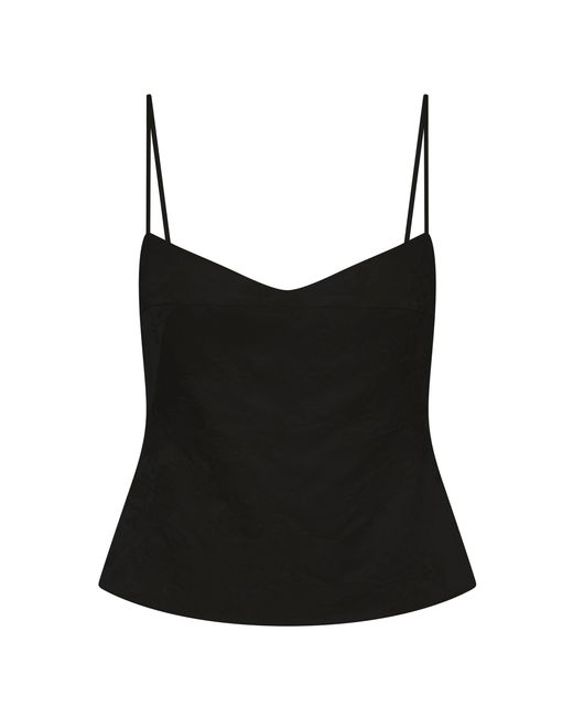 St. Agni Black Jacquard Silk Wool Cami