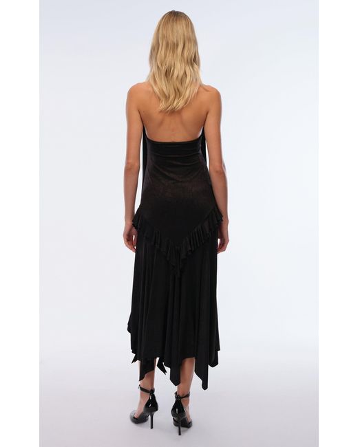 Siedres Black Lunn Ruffled Jersey Halter Midi Dress