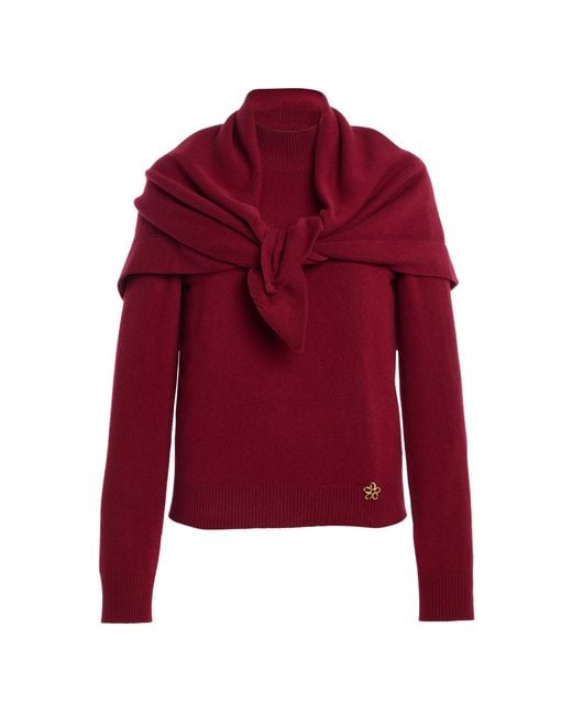 Oscar de la Renta Red Combo Cashmere Sweater