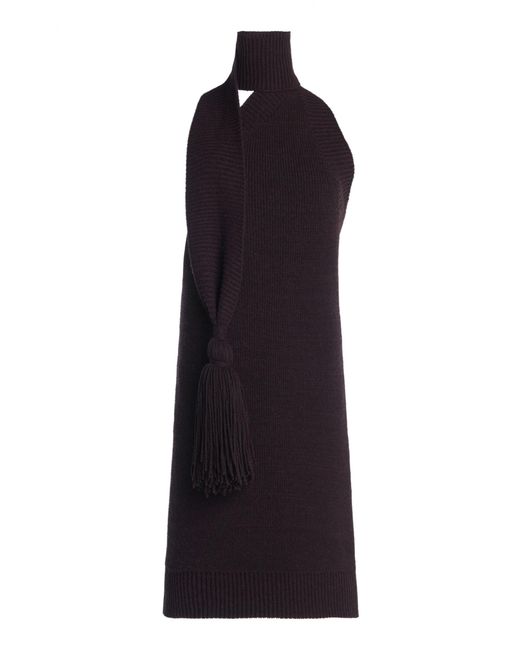 Bottega Veneta Black Tasseled Wool-Knit Mini Dress