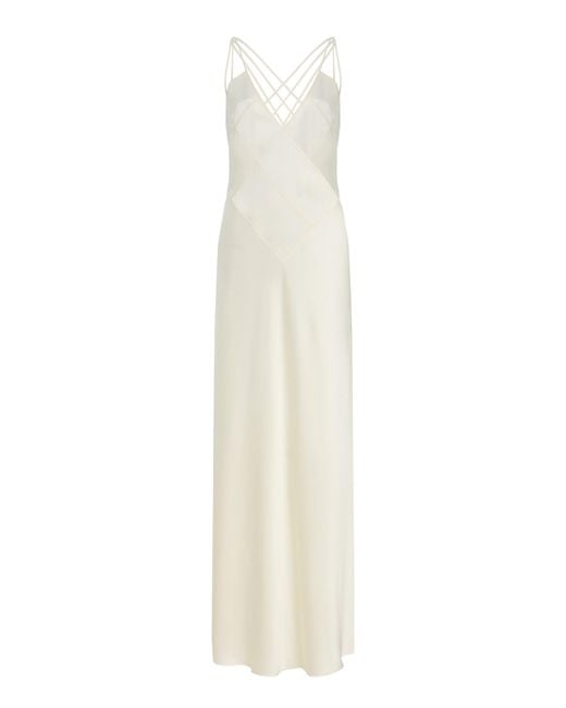 Anna October White Melania Open-back Satin Maxi Slip Dress