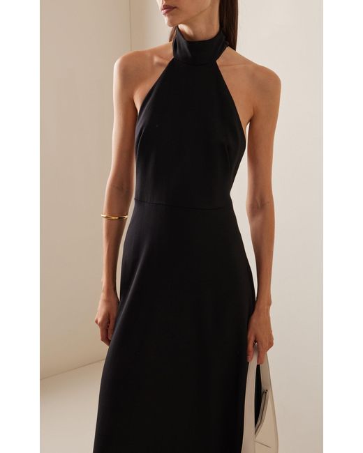 Matteau Black T-back Stretch-wool Midi Dress