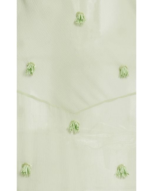 Stella McCartney Green Bead-embellished Silk Chiffon Mini Dress