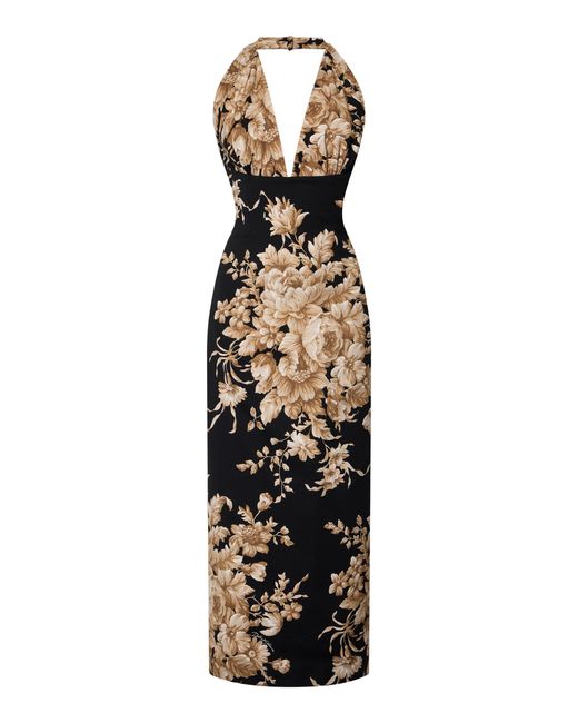 Dolce & Gabbana Women's Black Silk-Charmeuse Midi Halter Dress