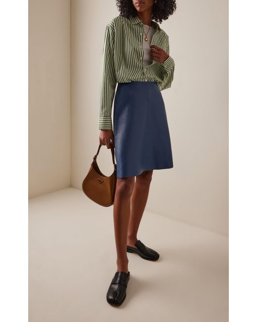 Comme Si Green La Classica Striped Cotton-Poplin Shirt