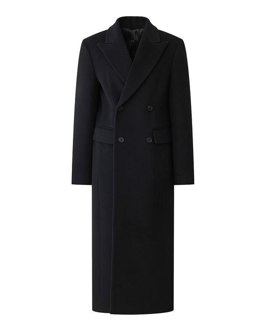 R2W Black Double-Breasted Wool Coat