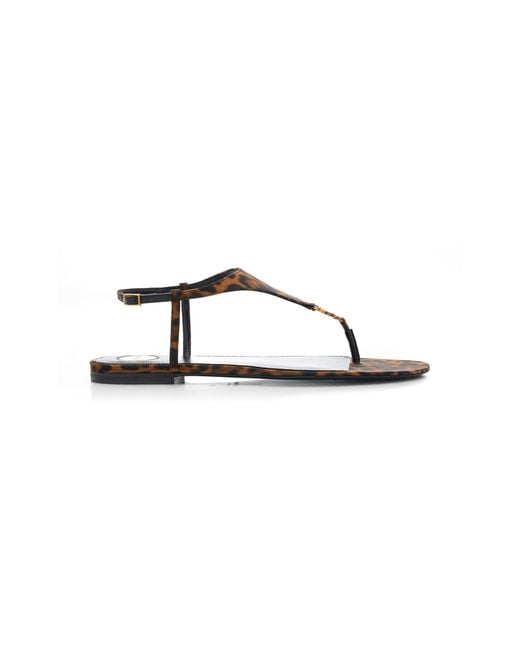 Saint Laurent Multicolor Cassandra Leopard-Print Grosgrain Sandals