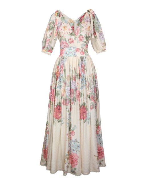 Lena Hoschek White Wild Rose Maxi Dress