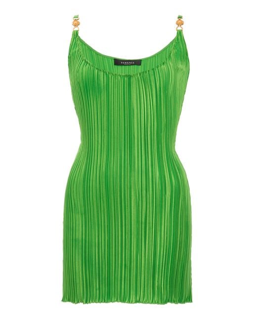 Versace Green Plisse Mini Dress