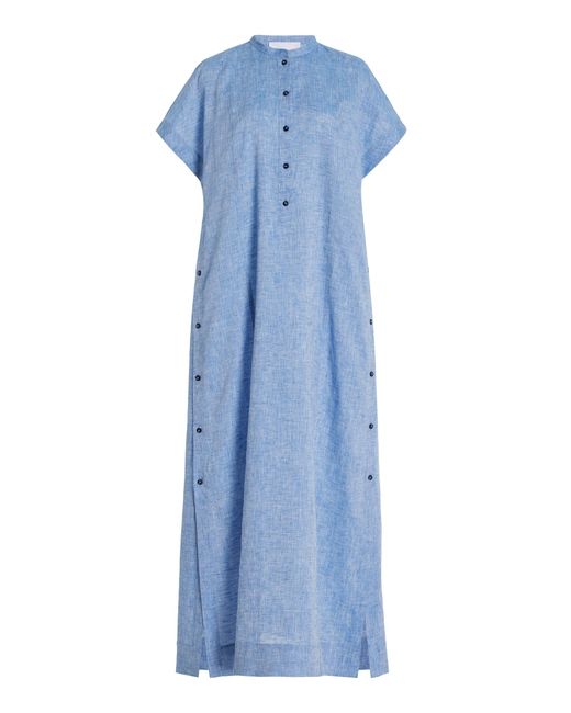 Bondi Born Blue Lucca Organic Linen Maxi Dress
