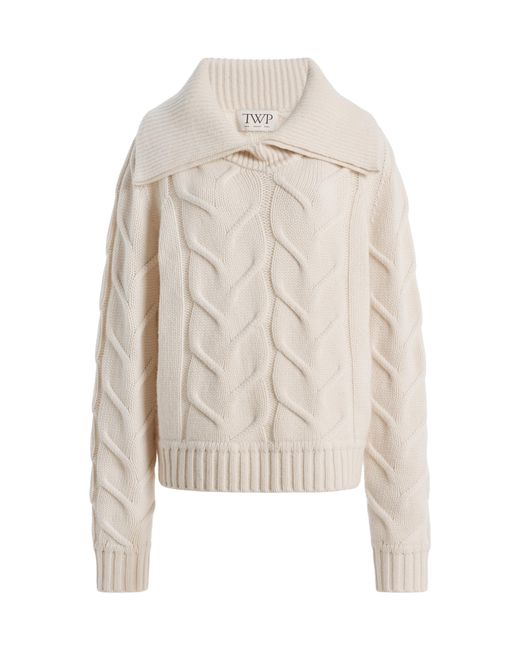 Twp Natural Cable Collared Pullover