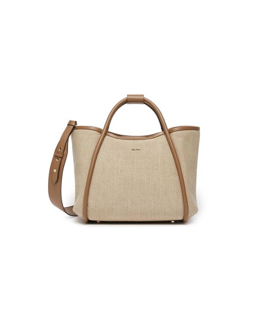 Max Mara Natural Raffia-Effect Cotton-Blend Basketweave Marine Bag