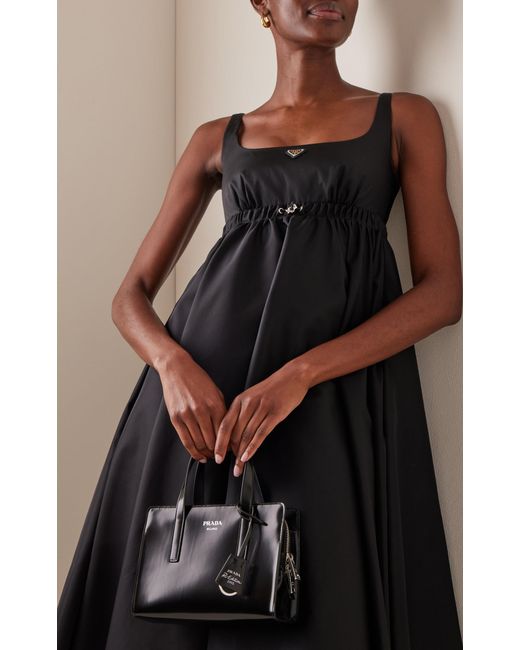 Prada Re-nylon Midi Dress in Black | Lyst