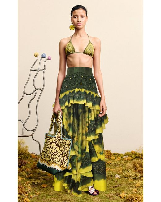 ALÉMAIS Yellow Mariel Cotton-Silk Maxi Skirt
