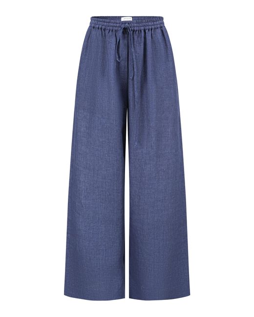 Into The East Blue Linen Straight-Leg Pants