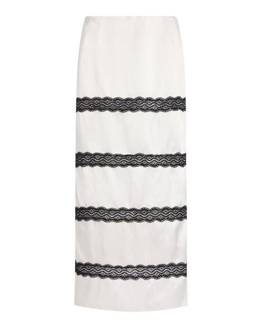 Third Form Gray Exclusive Lace-Inset Satin Maxi Skirt