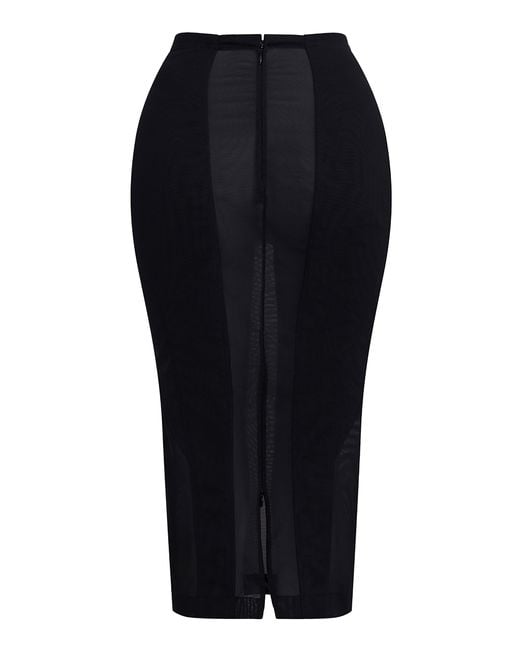Alaïa Black Sculpted Midi Pencil Skirt