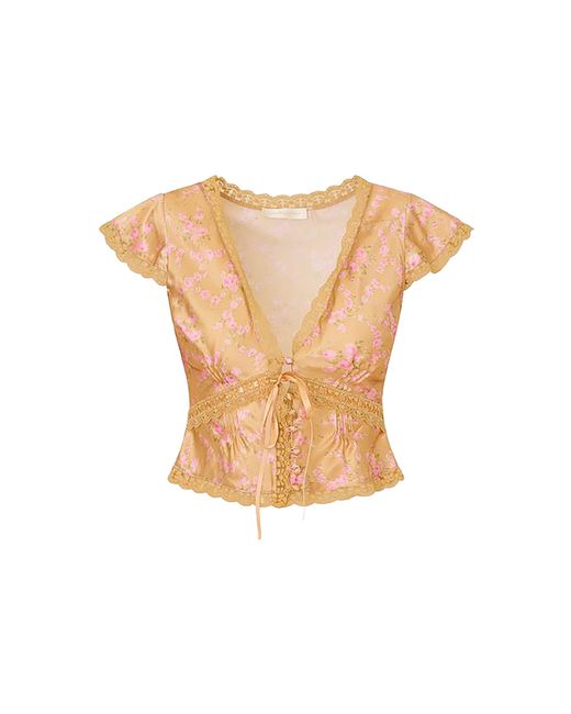 LoveShackFancy White Amara Tie-Front Silk-Blend Top