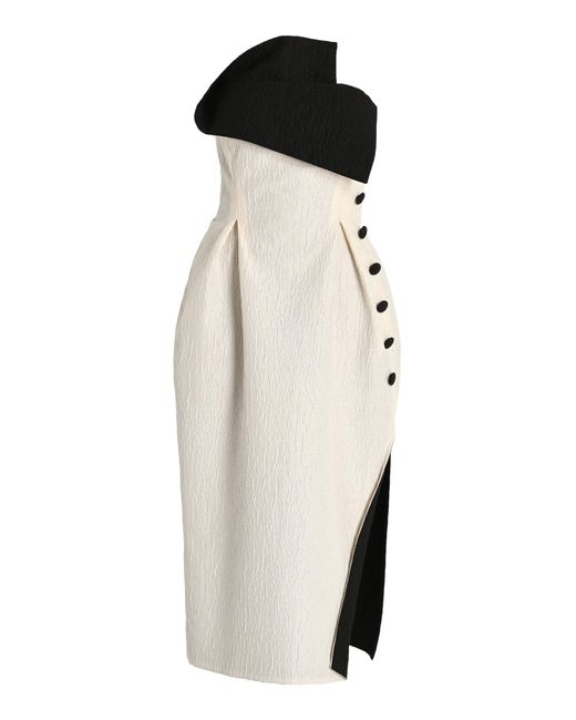Rosie Assoulin White Exclusive Peep-lapel Cotton-blend Midi Dress