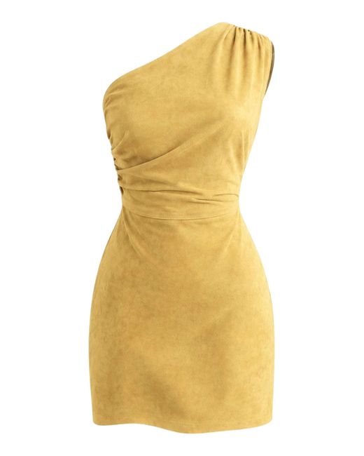 ZUT Yellow Matriarca Suede One-Shoulder Mini Dress