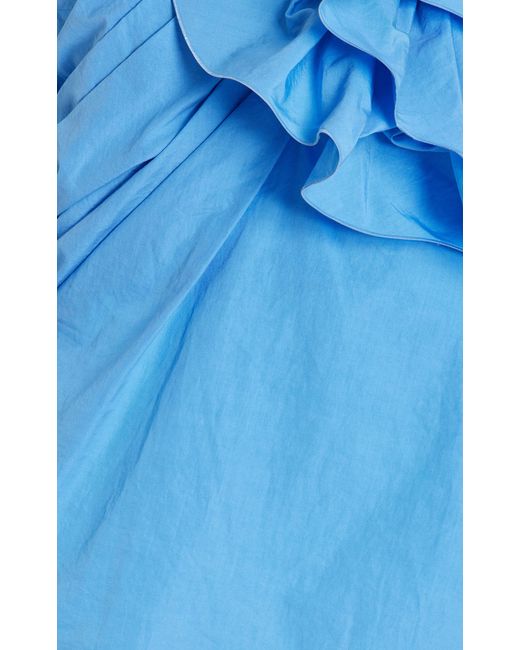 Balmain Blue Rosette-detailed Cotton Poplin Top